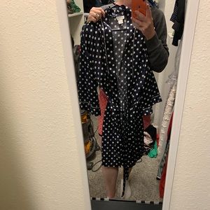 Deep blue silky bathrobe